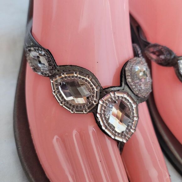 Kenneth Cole Reaction Size 8 Women's Blingy sandals thong rhinestones Shoes GUC - Picture 3 of 13
